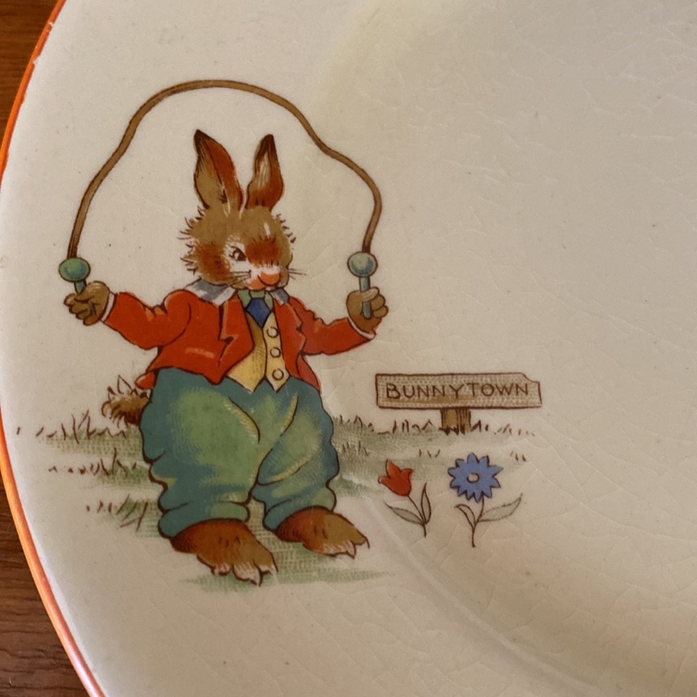 Rare VTG Royal Winton Bunny’s Playtime English China Cup/Plate Made in England - Picture 8 of 16